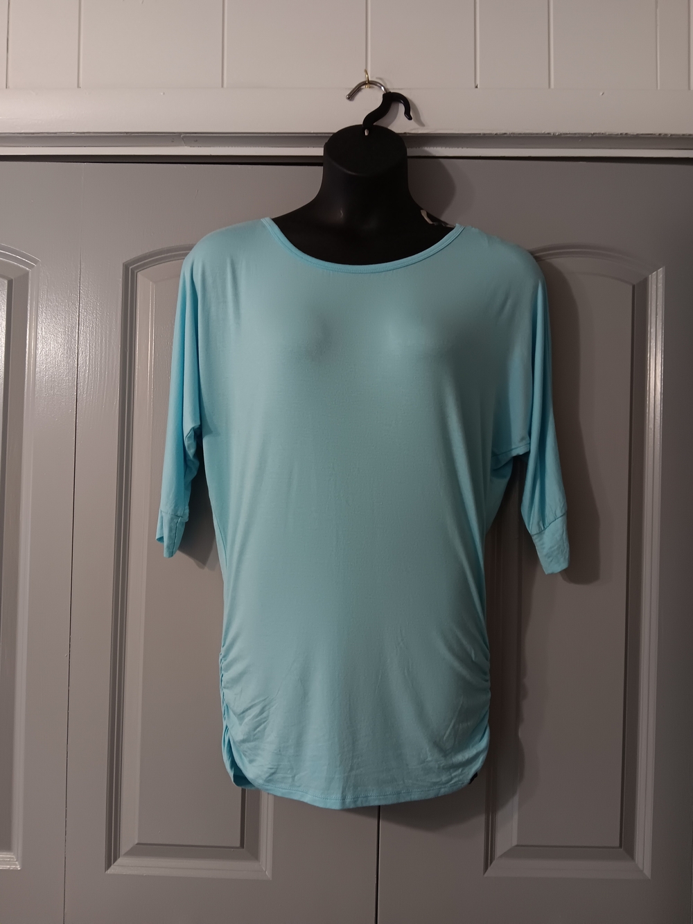By Johnny Light Aqua Dolman Sleeve Top